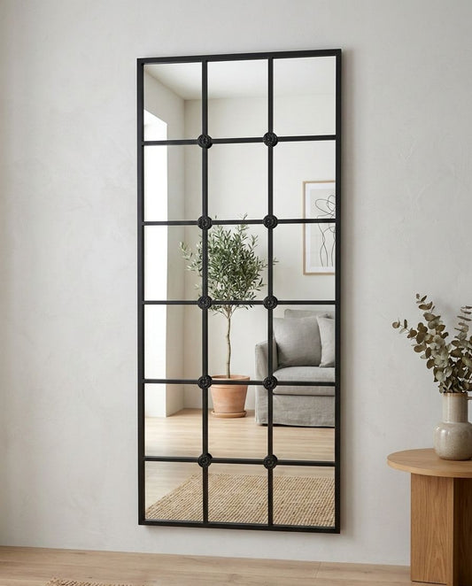 ESPEJO VENTANA METAL NEGRO XL
