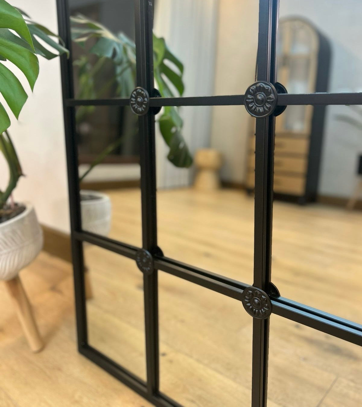 ESPEJO VENTANA METAL NEGRO XL