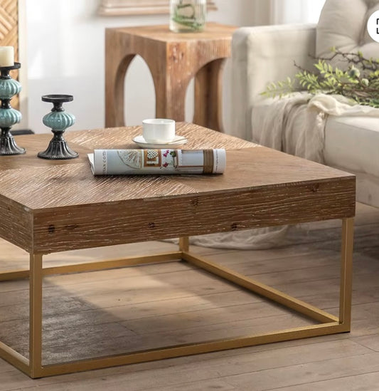 MESA CENTRO CUADRADA MADERA METAL